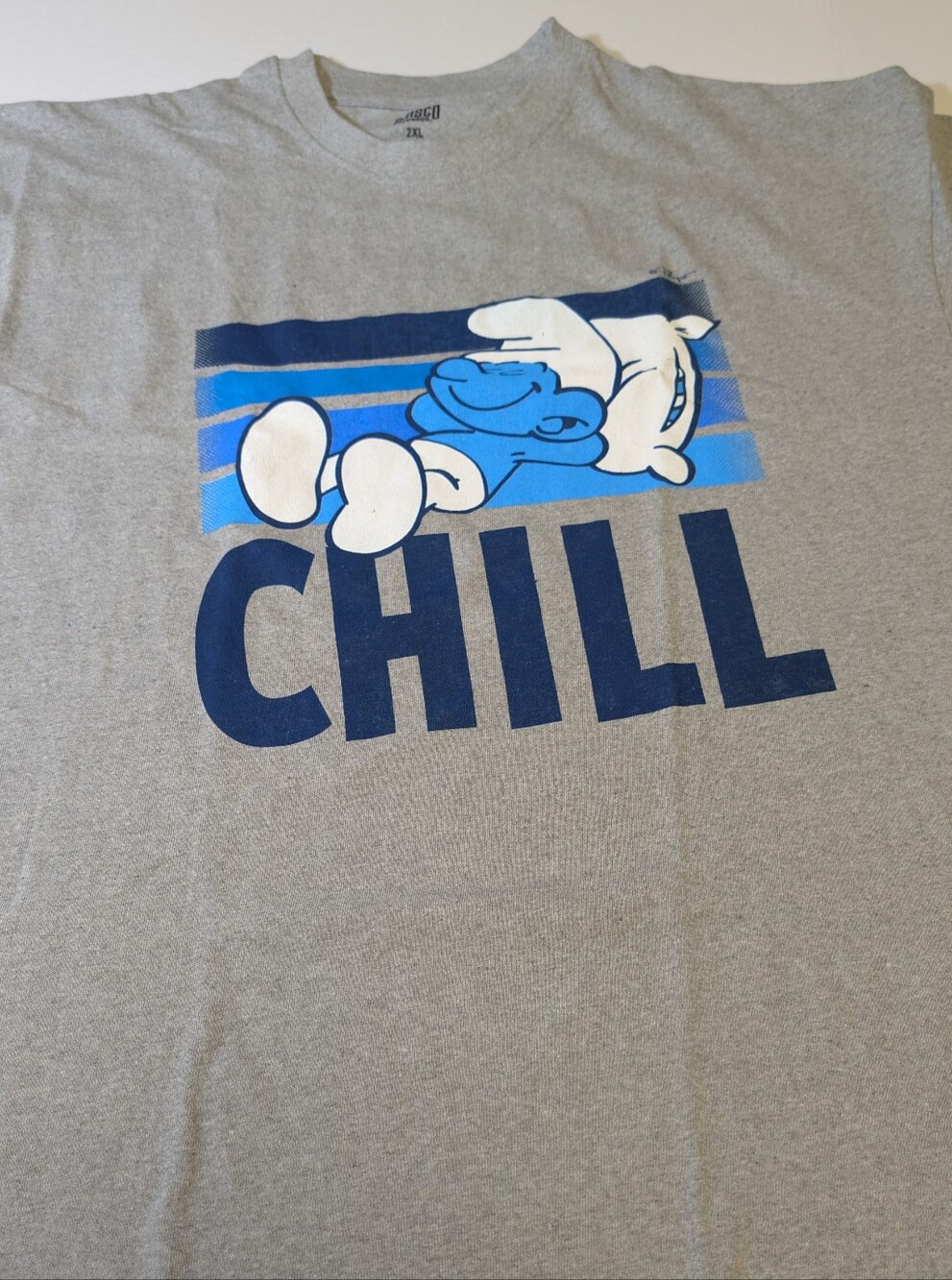 Gray 'Chill' Short Sleeve Tee with Smurf Print